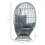 Outsunny Wicker Egg Chair, 360 Rotating Indoor Outdoor Boho Basket Seat with Cushion and Pillows for Backyard, Porch, Patio, Garden, Handwoven All-Weather PE Rattan, Steel Frame, Gray Outsunny