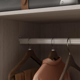 Homsee Armoire Wardrobe Closet with 4 Frosted Glass Doors, Hanging Bars, Shelves & Drawers, Wooden Closet Storage Cabinet for Bedroom, Warm Grey (63”L x 19.7”W x 70.9”H) Homsee