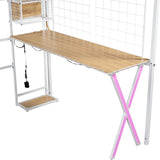 RuiSiSi Metal Twin Loft Bed with Staircase, Heavy Duty Metal Loft Bed Frame with Desk and LED Lights, White RuiSiSi