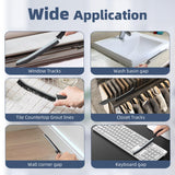 FOOGWEE Hard Bristle Crevice Cleaning Brush - Cleaning Tools for Household Use, Multifunctional Gap Cleaning Supplies for Kitchen, Bathroom, Toilet, Window, Vehicle, Faucets, Grout, Home (Black) FOOGWEE