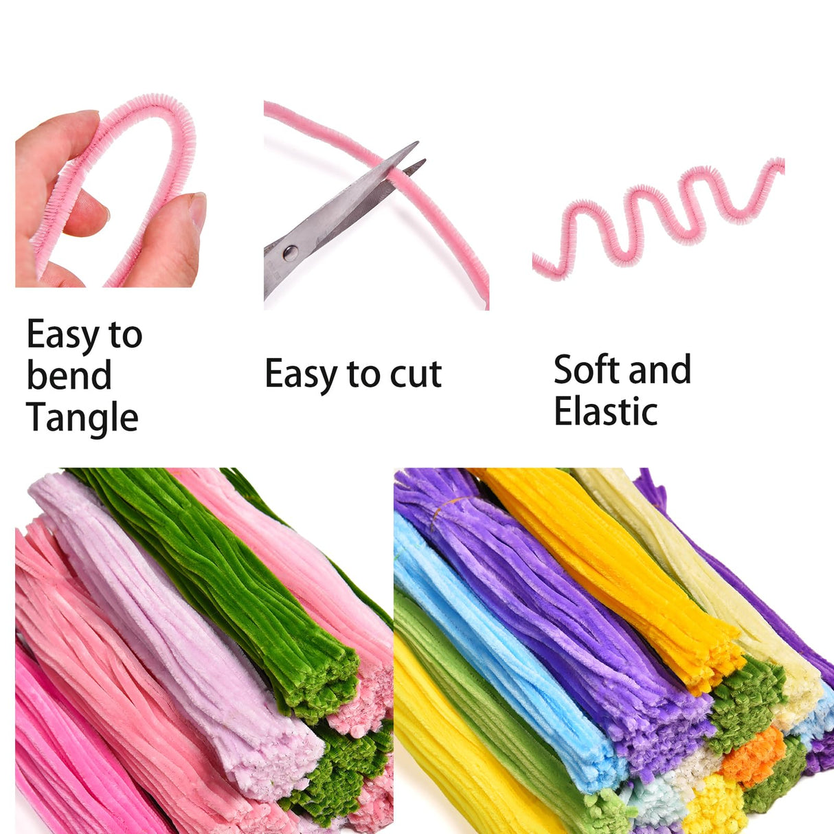 400Pcs Pipe Cleaner Craft Chenille Stems for Flower Pipe Cleaners Kit Art Craft Supplies Projects Supplies for Creative DIY Decoration Wedding Party Birthday Gifts Qiuboluny