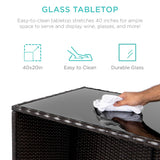 Best Choice Products 3-Piece All-Weather Wicker Bar Table Set for Indoor Outdoor, Kitchen, Patio, Backyard w/ 2 Stools, Glass Tabletop, Storage Shelves - Brown Best Choice Products