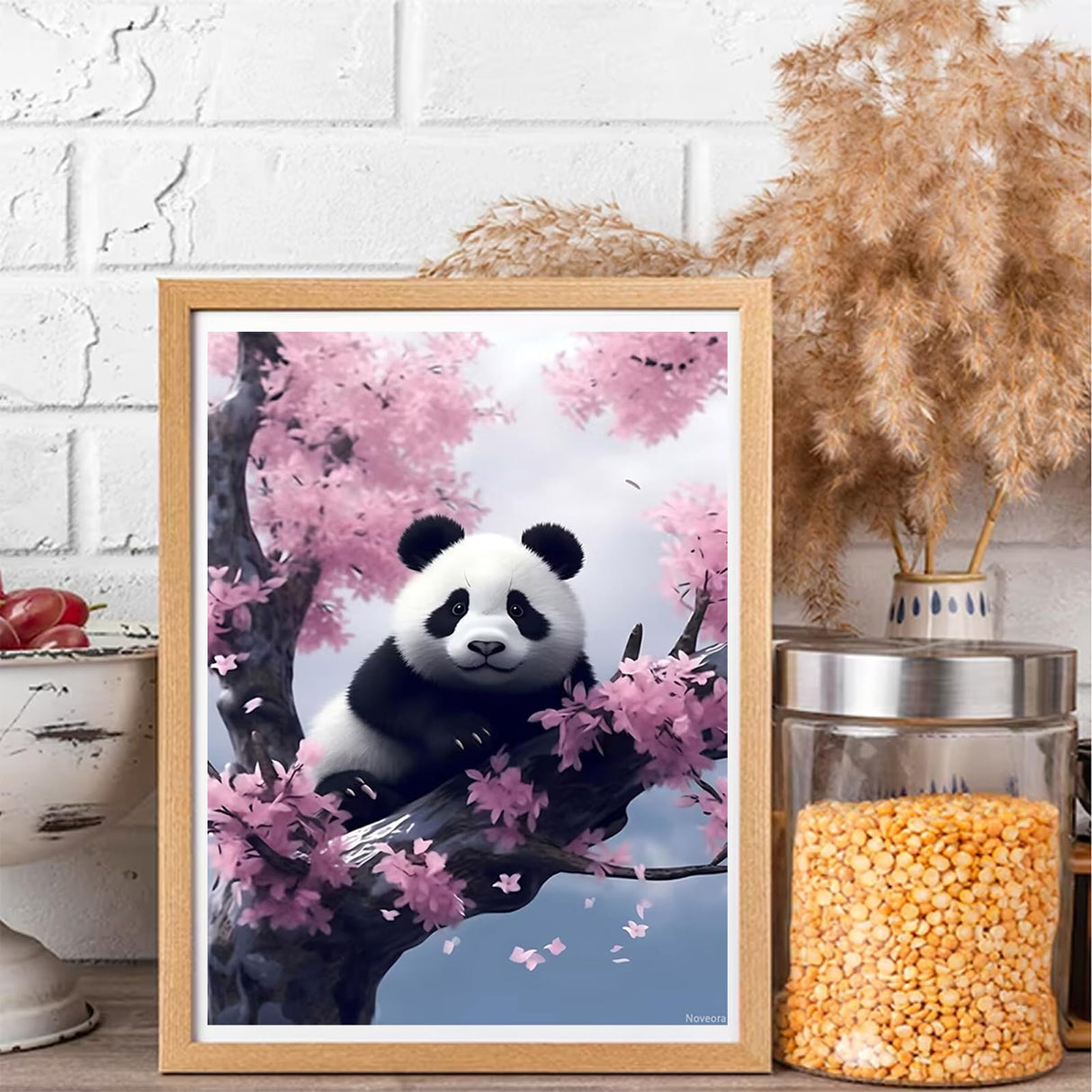 Noveora Panda Sitting in Cherry Blossom Tree Diamond Painting Kits Panda Animal Diamond Art Kits for Adults DIY 5D Round Full Drill Gem Art Kit Crystal Arts Crafts Home Wall Decor Gift 12x16 inch Noveora