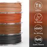 AMOLEN Wood Filament Bundle 3D Printing Filament Wood Sets,Walnut,Cherry Wood,Bamboo Wood,Ebony Black Wood,3D Printer Filament,PLA Filament 1.75mm,200g/Spool AMOLEN