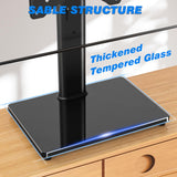 Rfiver Universal Swivel Tabletop TV Stand for Flat Screens 23 24 26 32 39 40 42 43 Inch, Heavy Duty Center Pedestal Stand Replacement with Black Tempered Glass Base and Height Adjustable Mount Rfiver