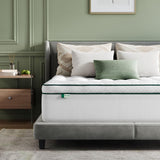Novilla King Mattress Topper, Extra Thick Pillow Top Mattress Pad with Down Alternative, Breathable Mattress Cover with for 8-21", Machine Washable Fitted Mattress Protector – Green-White Novilla