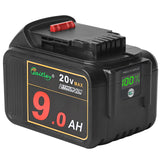 waitley 20V 9.0Ah Lithium Ion Battery Compatible with DEWALT DCB200 DCB209 Tools with LED Indicator waitley