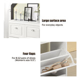 Haotian White Shoe Cabinet with 4 Flip Drawers, Large Freestanding Shoe Rack, Modern Shoe Organizer for Entryway, Hallway, Entance FSR79-W Haotian