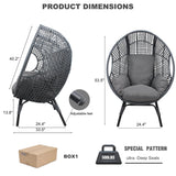 TQKVIPI Oversized Egg Chair-Wicker Outdoor Indoor Rattan Patio Egg Lounge Chairs with Cushion 500lbs Capacity for Living Room, Balcony, Backyard(Grey) TQKVIPI