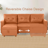 Naomi Home Transform Any Space: Sleeper Sectional Sofa with Convertible Sofa Bed & Inviting Chaise. Find Tranquil Comfort with Stress-Relieving Design & Durable Cushions - Caramel,Air Leather Naomi Home