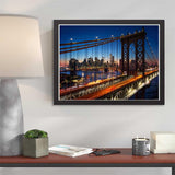 Brooklyn Bridge DIY 5D Diamond Painting by Number Kit, New York City Beautiful Sunset Crystal Rhinestone Paintings Cross Stitch Home Wall Decor, 12x16 Inch JXAVAXDE