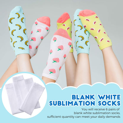 Geyoga 12 Pairs Blank White Sublimation Socks, Tube Socks for Men Women, Sublimation Print Ready Socks for Adult DIY Socks