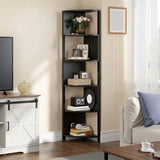 YITAHOME 6-Tier Corner Shelf, 68.8" Tall Modern Free Standing Zigzag Corner Bookshelf, 6 Shelf Display Corner Bookcase Open Small Book Shelves for Living Room, Home Office, Small Space, Black YITAHOME