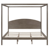 jurmiture King Size Canopy Bed with Support Legs, Solid Wood 4 Post Canopy Platform Bed Frame for Kids Teens Adults, No Box Spring Needed, Brown Wash jurmiture