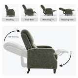 VKNOW Push Back Upholstered Recliner Chair Home Theater Seating Adjustable Modern Fabric Reclining Chair Padded Seat Backrest Recliner Sofa for Living Room (Green) VKNOW