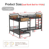 AnwickNomo Quad Bunk Bed for 4 Kids, Heavy Duty Metal Twin Bunk Bed Frame, Detachable Triple Bunk Bed, Can Be Divided Into 3 Twin Beds, Black (Quad) AnwickNomo