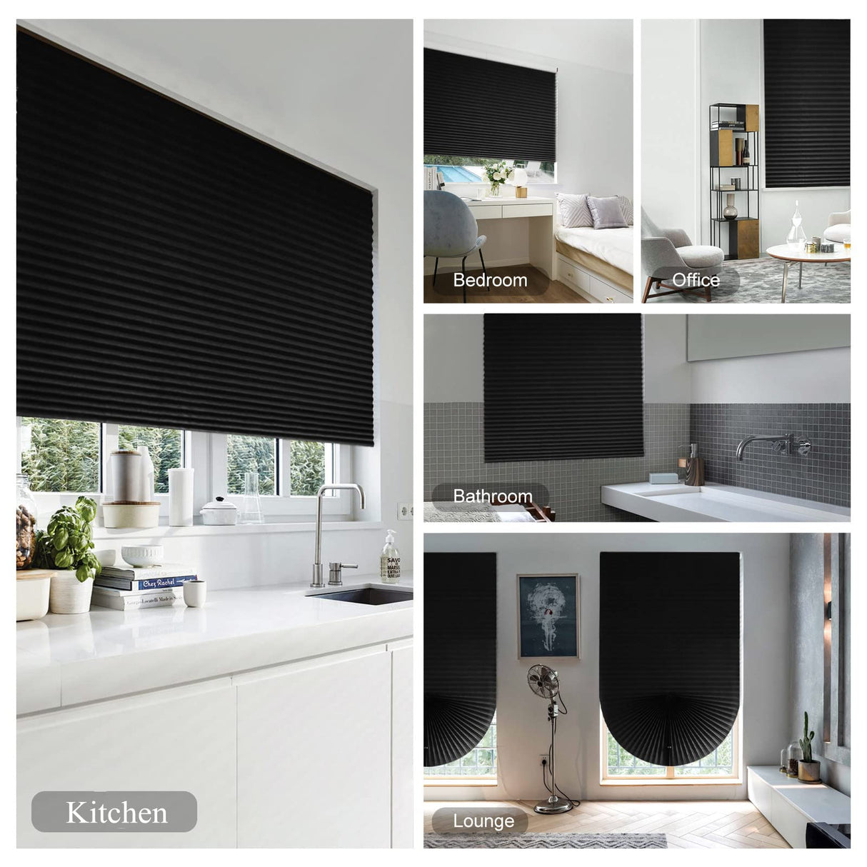 Blackout Blinds for Windows Cordless Blinds Temporary Shades Blinds No Drill Mini Blinds Black Out Blinds for Window of Bedroom,Bathroom,Kitchen Office (Black-high Shading, 23.6 * 59"(60 * 150cm)) Jlong