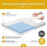DynastyMattress 4-inch Cool Gel Memory Foam Mattress Sleeper for Convertible Folding Sofa & Couch Beds Full Size Sofa Not Included (USA Made) DynastyMattress