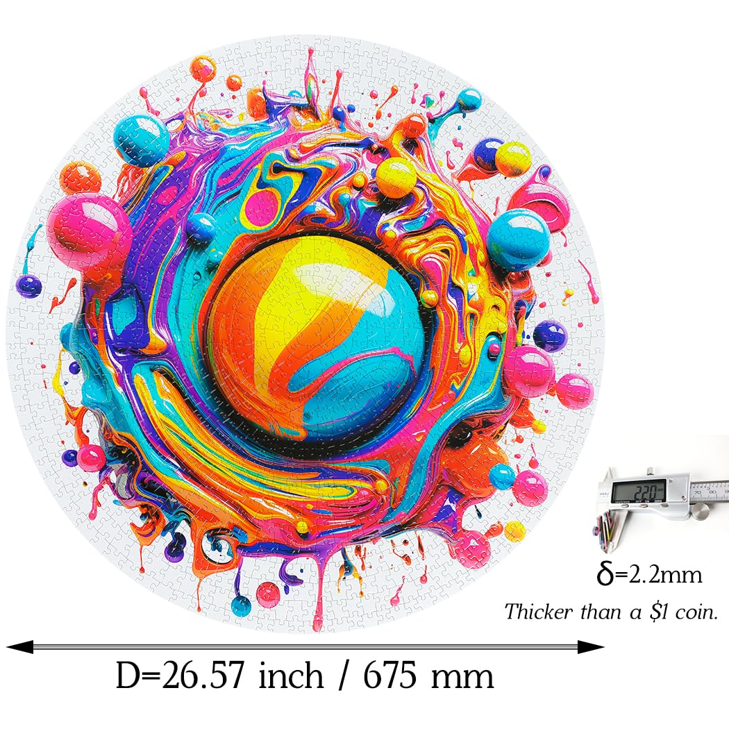 Bgraamiens Puzzle-Paint Splashes-1000 Pieces Gradient Colorful Impossible Puzzle for Adult,Hard Challenge Puzzle for Adult Bgraamiens