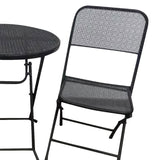 Four Seasons Courtyard Padova 3 Piece Bistro Outdoor Backyard Dining Set with 2 Folding Chairs and Round Table Furniture for Patios or Decks, Black Four Seasons Courtyard