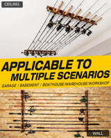 Ghosthorn Holds Up to 6 Rods Fishing Pole Rod Racks Wall or Ceiling Mounted Fishing Pole Rod Holders for Garage Storage Organizer Fishing Gear Equipment for Men Women Ghosthorn