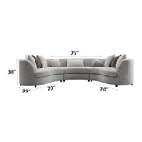 Acme Ivria Curved Sectional Sofa with 9 Pillows in Gray Acme