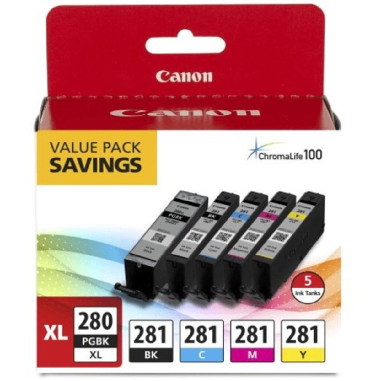 Canon PGI-280XL/CLI-281 5 Color Pack Compatible to TR8520, TR7520, TS9120 Series,TS8120 Series, TS6120 Series Canon