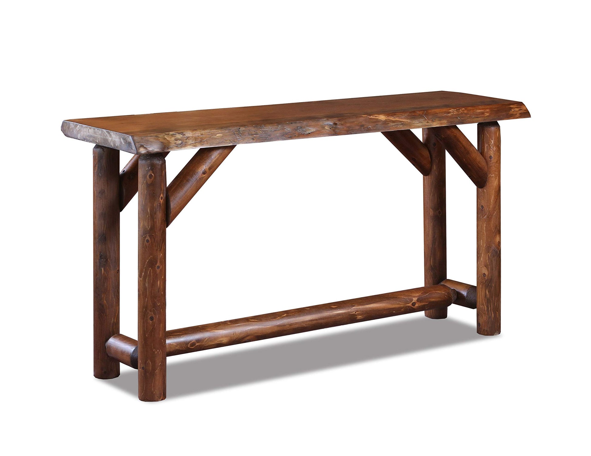 Southern Rustic Logwerks Rustic Log Live Edge Sofa Table Wood Pine and Cedar (Honey Pine) Entryway Table - Log Furniture - WoodArtSupply