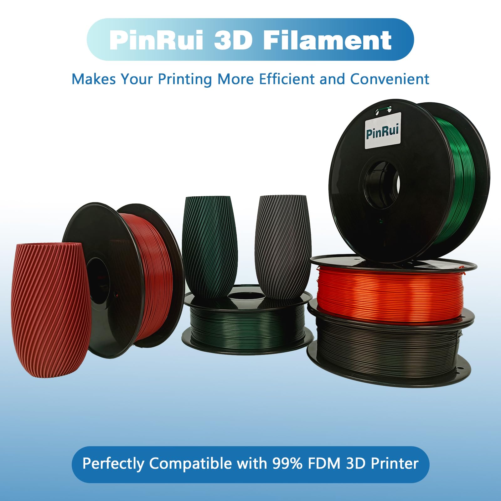 PinRui PLA Silk Filament 1.75mm 1KG, PLA 3D Printer Filament, No Warp Smooth Printing, Dimensional Accuracy +/- 0.03mm, Fit Most FDM Printer, Silk Black - WoodArtSupply