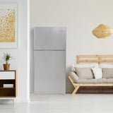 West Bend Apartment Refrigerator Freestanding Dual Door Design Fridge with Top Freezer, Adjustable Electronic Control and Frost Free Defrost, for Condo, House, Small Kitchen Use, 18-Cu.Ft, Metallic West Bend