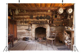 BELECO Rustic Kitchen Backdrop 9x6ft Fabric Western Old Wooden House Kitchen Interior Background Rural Farmhouse Fireplace Cooking Utensils Cooking Background Farmers Cowboys Portrait Photo Props BELECO