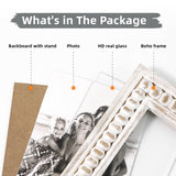 UPPER DECOR Whitewashed Wooden 5x7 Picture Frame with Beaded Design – Rustic and Boho Style, Decorative 5x7 Photo Frame for Home Decor, Farmhouse Rustic Picture Frame for Photos UPPER DECOR