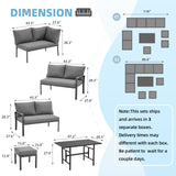 U-MAX Outdoor Patio Furniture Set, 7 Pieces Modern Metal Patio Furniture Set with Waterproof, Outdoor Dining Sofa Set with Table&Chair, Gray Cushions for Balcony, Porch, Lawn, Gray U-MAX