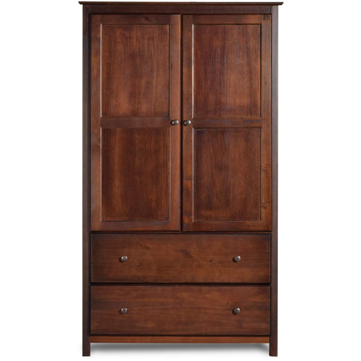 Grain Wood Furniture Shaker 2-Door Wardrobe, Solid Wood with Cherry Finish Grain Wood Furniture
