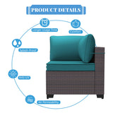 Trumbeak Patio Furniture Set with Fire Pit Table 8 Pieces Outdoor Sectional Sofa Set,PE Rattan Wicker Patio Conversation Set w/43in 55000 BTU Propane Fire Pit Table,Blue Trumbeak