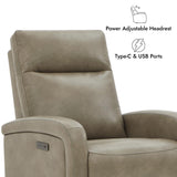 Watson & Whitely Power Recliner Chair, Zero Wall Hugger Recliners with Adjustable Headrest Type-C Charger, Faux Leather Single Sofa Chair RV Recliners for Small Space Living Room, Grey Watson & Whitely