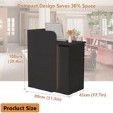 HEOTJUUQ Modern Reception Desk with Curved Privacy Panel & LED Light Strip, Lockable Drawers, 6 Color Options Front Counter Desk, Retail Checkout Counter for Salon, Office, Boutique(Black) HEOTJUUQ