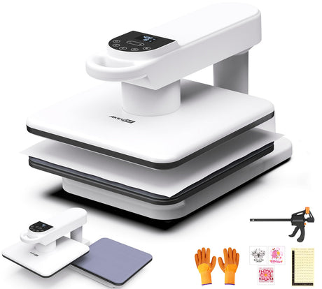 Swivel Auto Heat Press Machine, 15x15 Smart T-Shirt Press with Auto Release & 7-Level Auto Pressure, Higher Heating Height, Heats Up Fast and Evenly Heat for HTV, Sublimation, Heat Transfer Whubefy