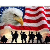 Maripabon 5D Painting by Numbers Kits National Flag Eagle Military Full Diamond DIY Round Diamond Art Kits Patriotic Pictures Art for Home Wall Decor,15.7x11.8 inch Maripabon