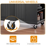 Yaheetech Rolling Kitchen Island Cart with Drop Leaf, Portable Rubberwood Breakfast Bar with Storage Cabinet, Open Shelves & Detachable Towel, 2 Drawers, Black Yaheetech