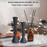 SDALI HOME 2 Candle Holder Black Candlestick Holders-Taper Candle Holders for Candlesticks Set of 2,Double Modern Wooden Small Candle Sticks Candle Holder for Decor（7.5"/6" H） SDALI HOME