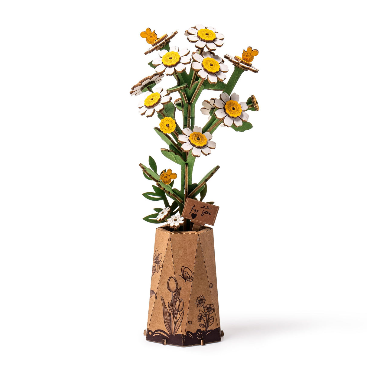 ROBOTIME 3D Puzzles Wooden Artifical Flower Chamomile DIY Model Building Kit to Build for Adults Bouquet Botanical Collection Craft Brain Teaser Puzzle Creative Gift Home Decor ROBOTIME