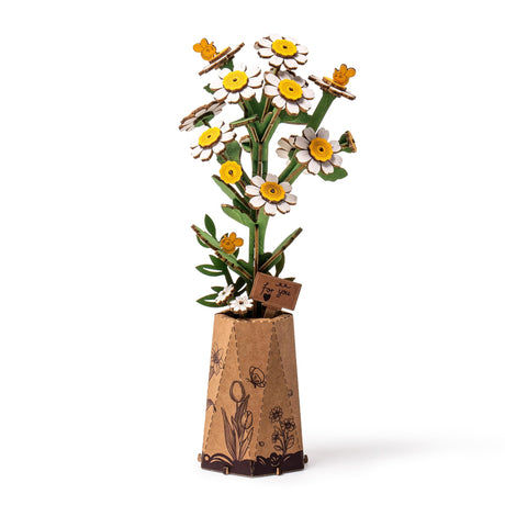 ROBOTIME 3D Puzzles Wooden Artifical Flower Chamomile DIY Model Building Kit to Build for Adults Bouquet Botanical Collection Craft Brain Teaser Puzzle Creative Gift Home Decor ROBOTIME