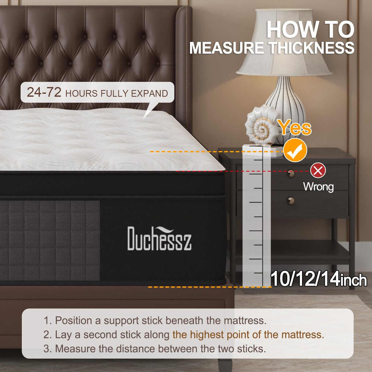 Duchessz Full Mattress, 14 Inch Hybrid Mattresses Eurotop with Gel Memory Foam,Motion Isolation Individually Wrapped Pocket Coils Breathable Comfort Soft Pressure Relief 100 Night Trial Duchessz