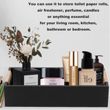 Bathroom Decor Box Toilet Paper Holder Wood Toilet Tank Basket,Toilet Tank Tray for Storage,DIY Kitchen Utensil Holder Box,Farmhouse Rustic Home Decor-Black HXGONYI