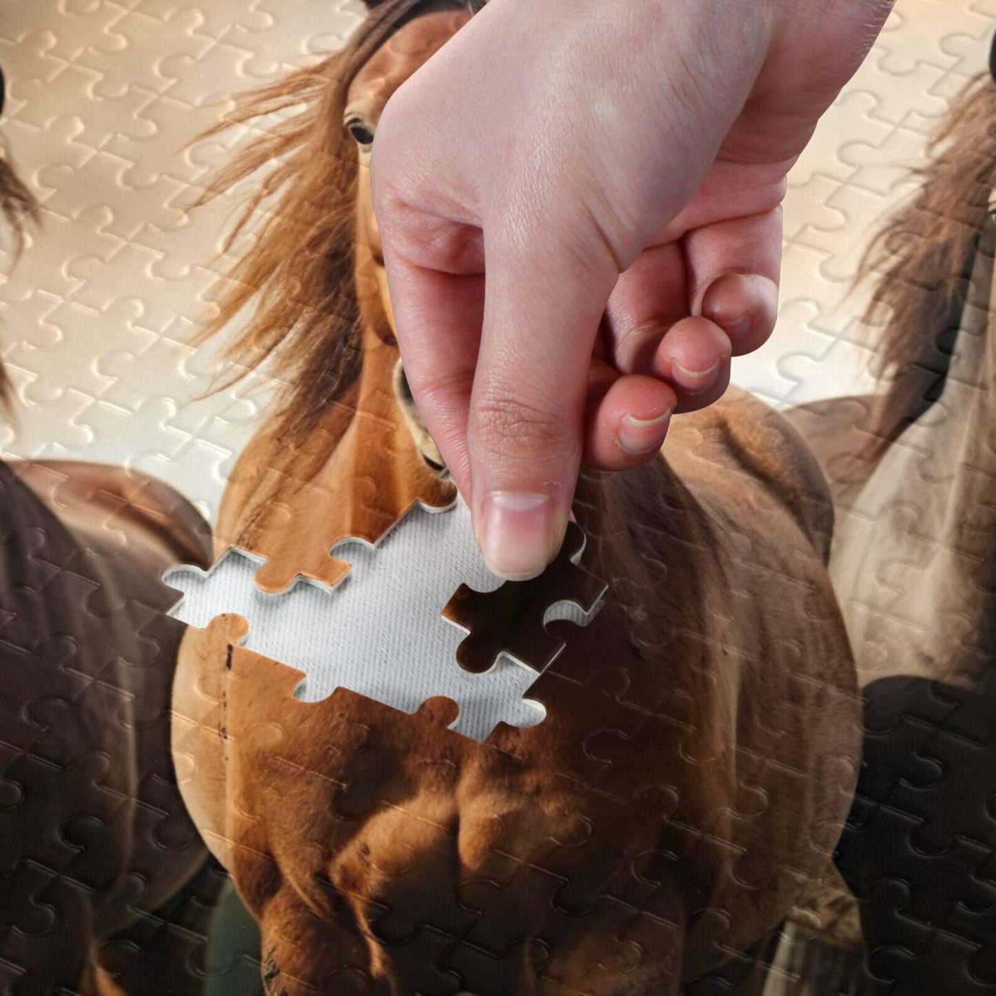 GOODOLD Horse Puzzles for Adults and Kids 500 Pieces, Wooden Jigsaw Puzzles, Happy Family Games Ideal