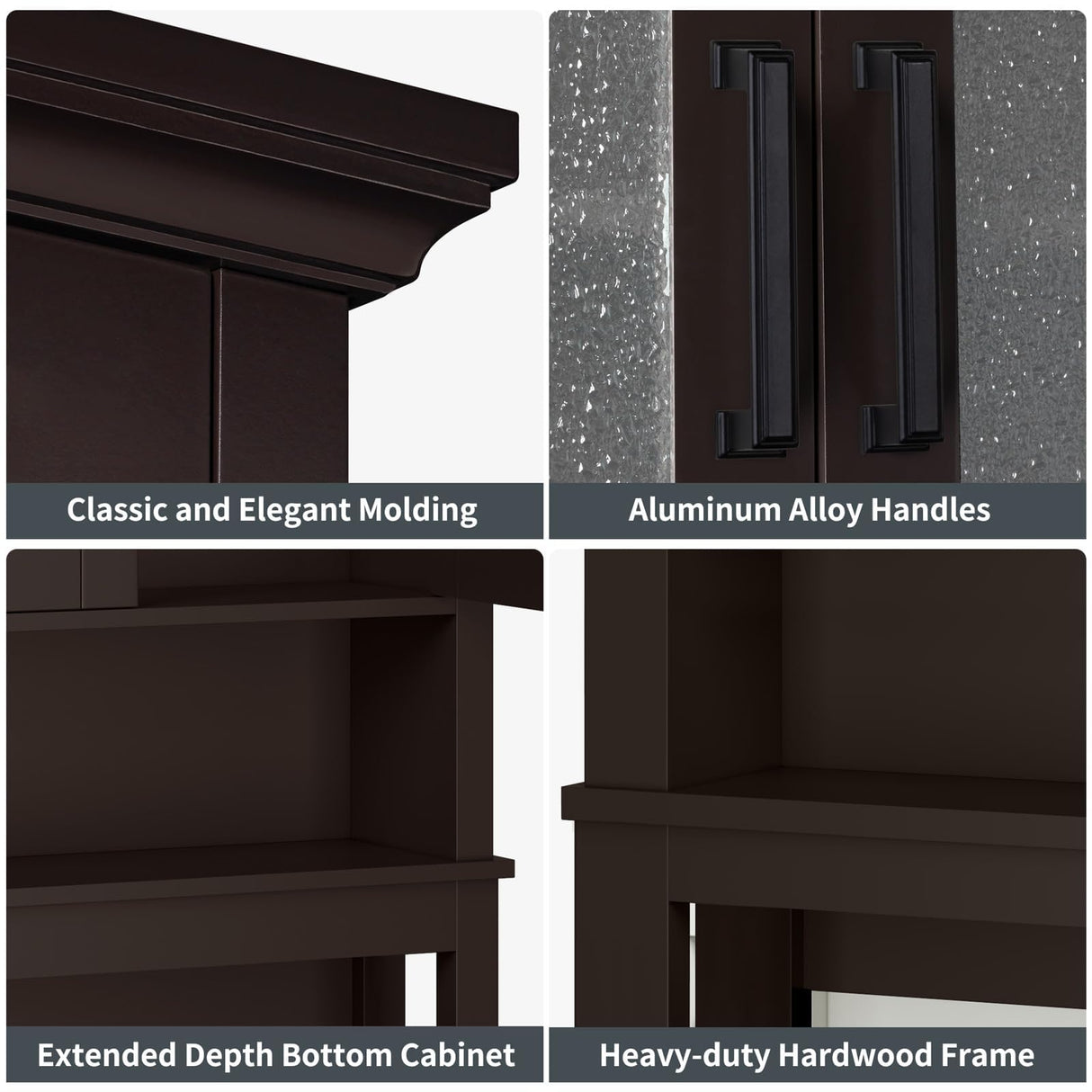 Baztin Over The Toilet Storage Cabinet, Over Toilet Bathroom Organizer with Glass Doors and Adjustable Shelf, Thicken Frame Above Toilet Storage Cabinet Behind Toilet Bathroom Organizer, Espresso Baztin