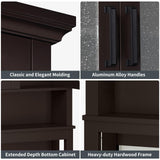 Baztin Over The Toilet Storage Cabinet, Over Toilet Bathroom Organizer with Glass Doors and Adjustable Shelf, Thicken Frame Above Toilet Storage Cabinet Behind Toilet Bathroom Organizer, Espresso Baztin