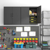 IRONFFICE Metal Wall Cabinet,Black Garage Wall Cabinet with 2 Doors,Hanging Storage Cabinets with Handle,Locking Cabinet with Shelves for Garage,Living Home IRONFFICE