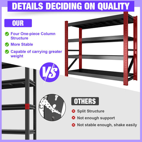 Garage Storage Shelves, 5000lbs 4 Tier Adjustable Garage Shelving, Heavy Duty 60" W x 24" D x 60" H Metal Shelving Unit, Utility Rack Shelf, Industrial Shelve Units for Storage Warehouse Pantry Closet Abesthink